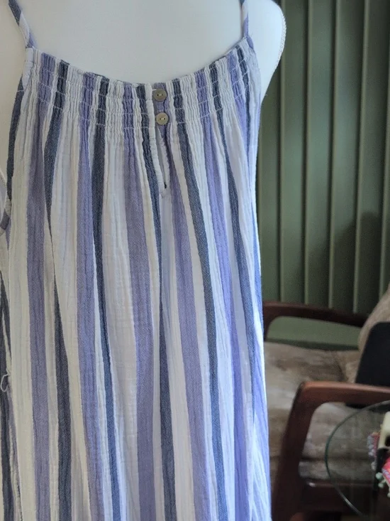 Beachlunchlounge Striped Cotton Dress Blue, White And Purple. - Picture 3 of 8